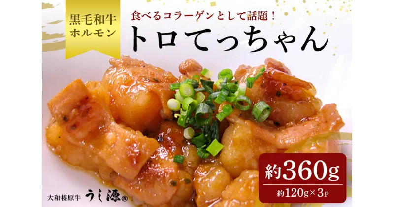 【ふるさと納税】(冷凍)　国産　黒毛和牛　味付　トロてっちゃん　120g×3パック／うし源本店 ホルモン 焼肉 BBQ アウトドア キャンプ 父の日 母の日 奈良県 宇陀市 お中元 暑中見舞い お土産 味付き 内祝い 盛り合わせ まとめ買い 焼肉 美味しい部位 送料無料