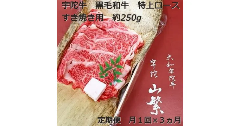 【ふるさと納税】毎月定期便全3回 名産 認定肉 宇陀牛 国産 黒毛和牛 特上 ロース すき焼き 約250g / 山繁 ふるさと納税 牛肉 牛丼 しゃぶしゃぶ人気 寄付 ランキング おすすめ グルメ 肉 返礼品 送料無料