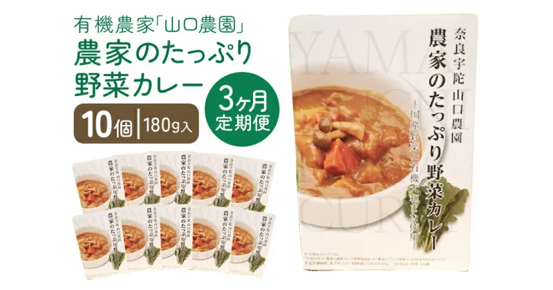 【ふるさと納税】定期便 3ヶ月 農家のたっぷり野菜カレー 10個 月1回 ／ 山口農園 有機野菜 オーガニック 伝統野菜 レトルト 詰め合わせ ギフト カレーセット スパイス 飯 キャンプお取り寄せ 奈良県 宇陀市 送料無料 おかず ご当地 簡単 お歳暮 暑中見舞い 時短 保存食