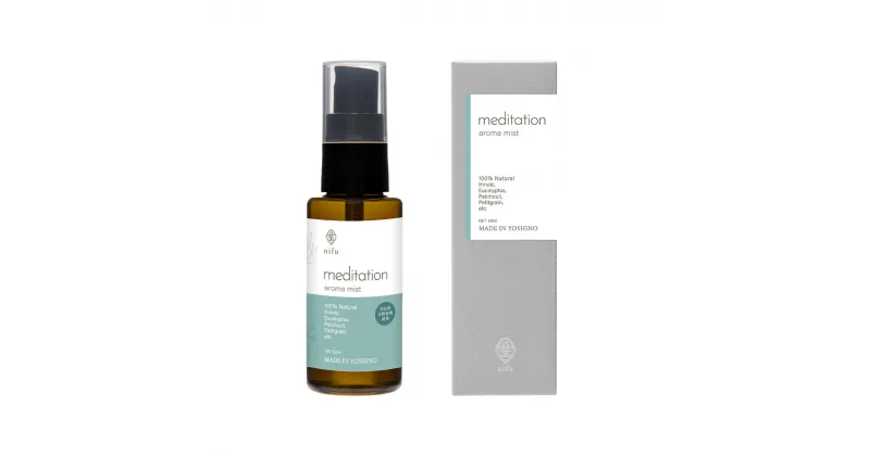 【ふるさと納税】nifu オリジナル天然精油アロマミスト『meditation』 50ml×1本 リラックス ひのき アロマ ミスト 奈良 吉野町 癒し 精油