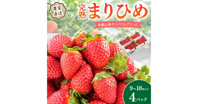 【ふるさと納税】完熟まりひめ（和歌山県オリジナルブランドいちご）9～18粒入×4パック《先行予約》【配送不可地域：北海道・沖縄・離島】 ふるさと納税 いちご 甘い ふるさと納税 苺 ふるさと納税 イチゴ フルーツ くだもの 果物 旬 パック 送料無料 発送時期が選べる