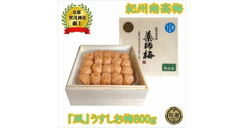 【ふるさと納税】薬師梅贈答用　木箱入梅干し『風』うすしお味　800g