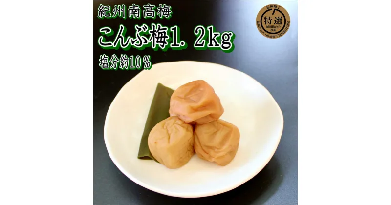 【ふるさと納税】【家庭用】紀州南高梅　こんぶ梅　1.2kg