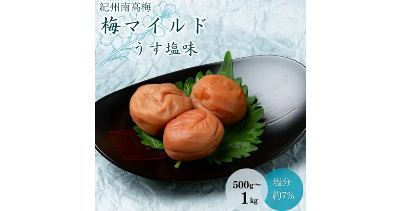 【ふるさと納税】梅マイルド・うす塩味（塩分約7％）【容量選べる】500g~1kg / 田辺市 紀州南高梅 南高梅 梅干し 梅干 梅 うめ 肉厚 お米 おにぎり 焼酎 梅酒 健康