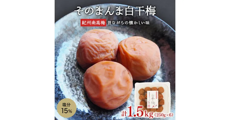 【ふるさと納税】そのまんま白干梅 1.5kg（250g×6個）嬉しい小分けタイプ / 和歌山 和歌山県産 田辺市 紀州南高梅 南高梅 梅干し 梅干 梅 白干し梅 無添加 しょっぱい梅干し 昔ながらの梅干し なつかしい