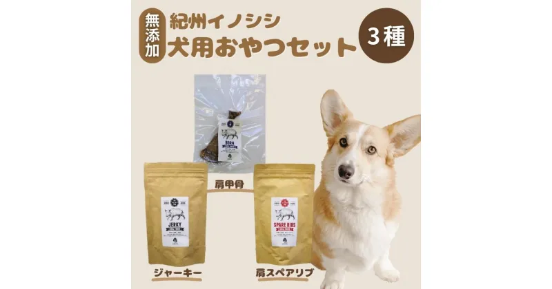 【ふるさと納税】無添加・犬用　紀州イノシシ3点セット / 猪肉 イノシシ肉 イノシシ 無添加 ペット用 愛犬 犬 おやつ ペット 低カロリー ドッグフード デンタルケア ジャーキー