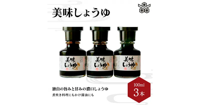 【ふるさと納税】美味しょうゆ　100mL×3本入り / 和歌山県 田辺市 醤油 しょう油 天然醸造 かけ醤油 こいくち醤油