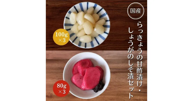 【ふるさと納税】らっきょうの甘酢漬け100g×3・しょうがのしそ漬80g×3セット / 無添加 漬物 ごはんのおとも 惣菜 和歌山 田辺市