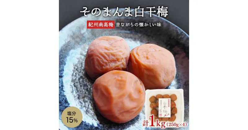 【ふるさと納税】そのまんま白干梅 A級品 250g×4個 計1kg / 紀州南高梅 A級 和歌山 和歌山県産 田辺市 南高梅 梅干し 梅干 梅 白干し梅 無添加 しょっぱい梅干し 昔ながらの梅干し なつかしい