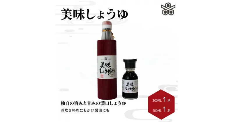 【ふるさと納税】美味しょうゆ　300ml×1本、100mL×1本入り / 和歌山県 田辺市 醤油 しょう油 天然醸造 かけ醤油 こいくち醤油