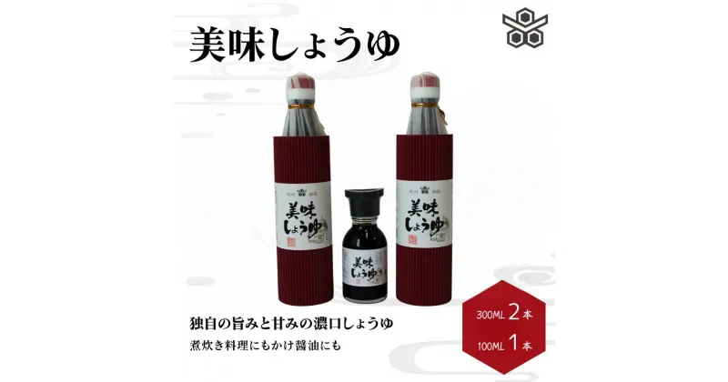 【ふるさと納税】美味しょうゆ　300ml×2本、100mL×1本入り / 和歌山県 田辺市 醤油 しょう油 天然醸造 かけ醤油 こいくち醤油