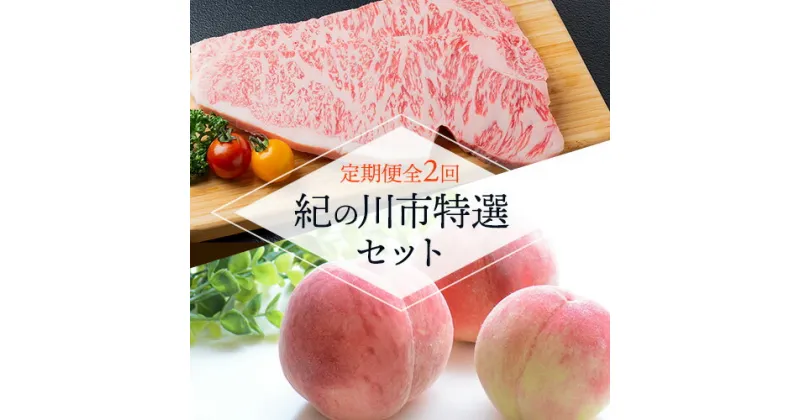 【ふるさと納税】【定期便全2回】紀の川市特選セットあら川の桃 化粧箱入 約2kg(6‐8玉) 秀品・熊野牛紀の川天空和牛《6月‐10月頃発送予定》 和歌山県 紀の川市 ロースすき焼きしゃぶしゃぶ ロースカルビ焼肉用 サーロインステーキ 希少部位 牛 肉　松牛