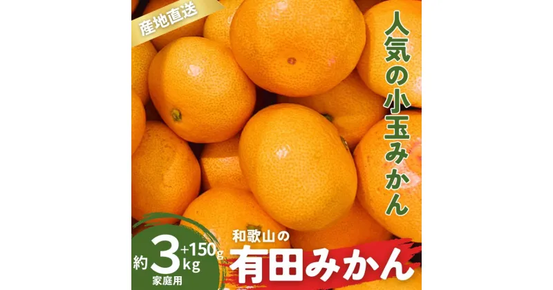 【ふるさと納税】家庭用 有田みかん 和歌山 小玉 (2S,3Sサイズ混合) 3kg +150g 【10月上旬～1月下旬頃に順次発送】/ みかん フルーツ 果物 くだもの 有田みかん 蜜柑 柑橘